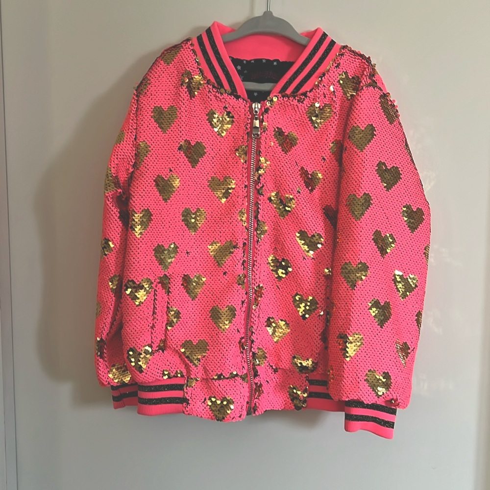 Pink sequin bomber jacket